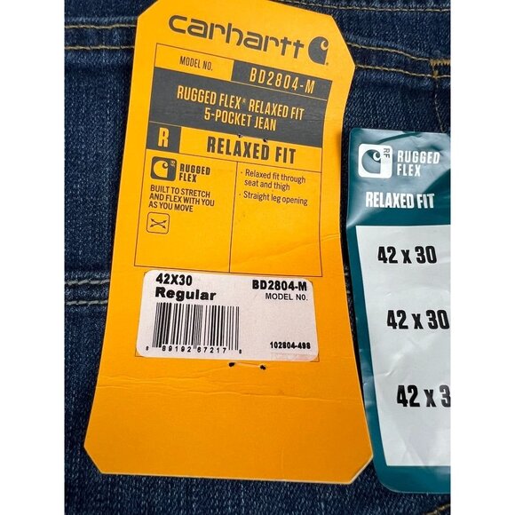 Carhartt Men's Rugged Flex Relaxed Fit Jeans Regular 42x30 BD2804-M 5-Pocket NEW - Picture 3 of 9